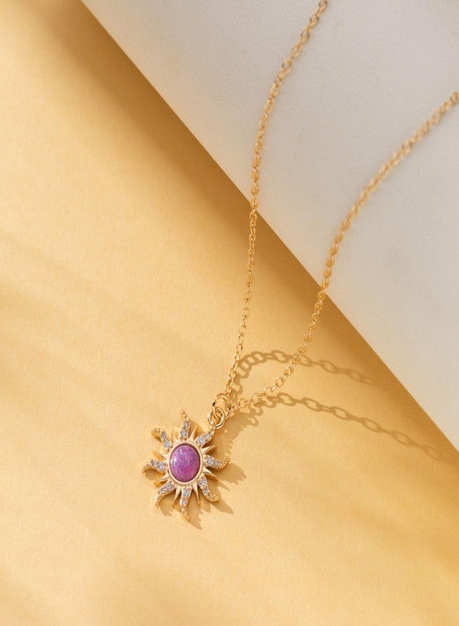 TACBSP Rapunz Sun Necklace for Women Tangled Necklace Sun Necklaces Opal Pendant Neckalces Healing Crystal Necklaces Christmas Trendy Jewelry(purple) - Image 5